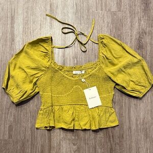 bohme smocked Puff Sleeve Blouse